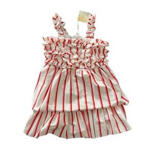 NWT Truly Me Red and White Striped Ruffle Sundress-Size 6